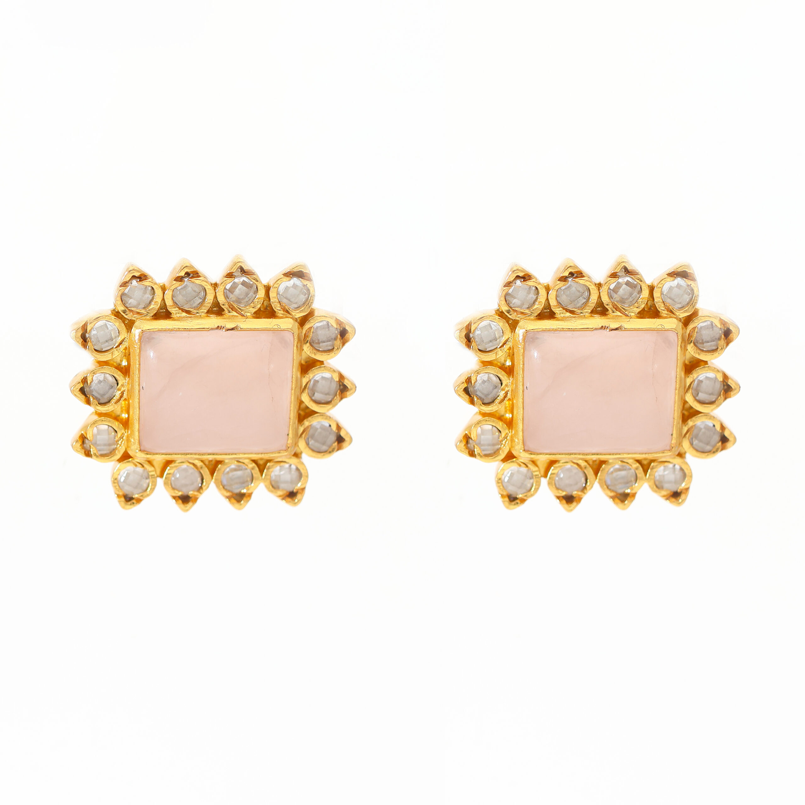 Rose Stone Square Kundan Earrings - Image 2