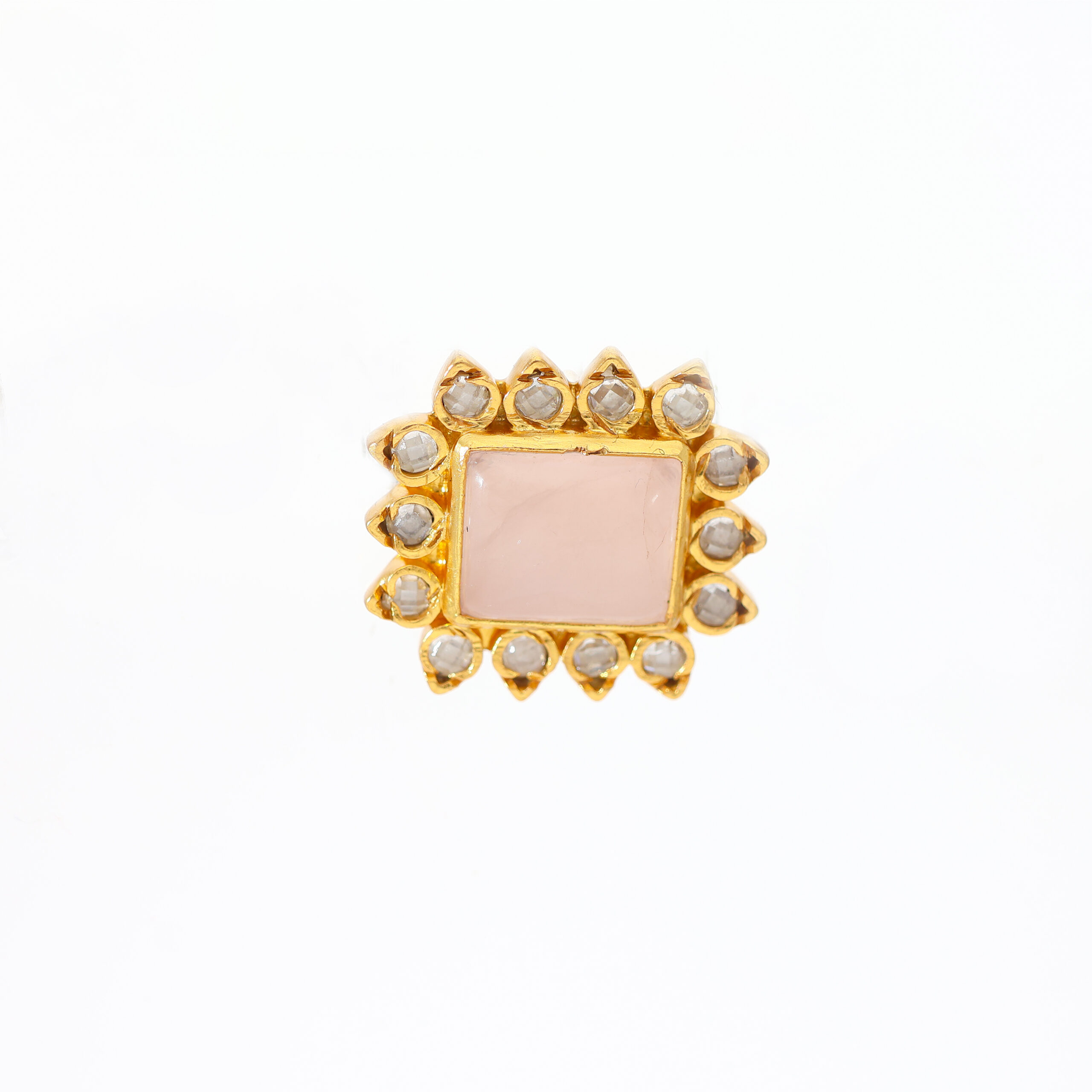 Rose Stone Square Kundan Earrings - Image 3