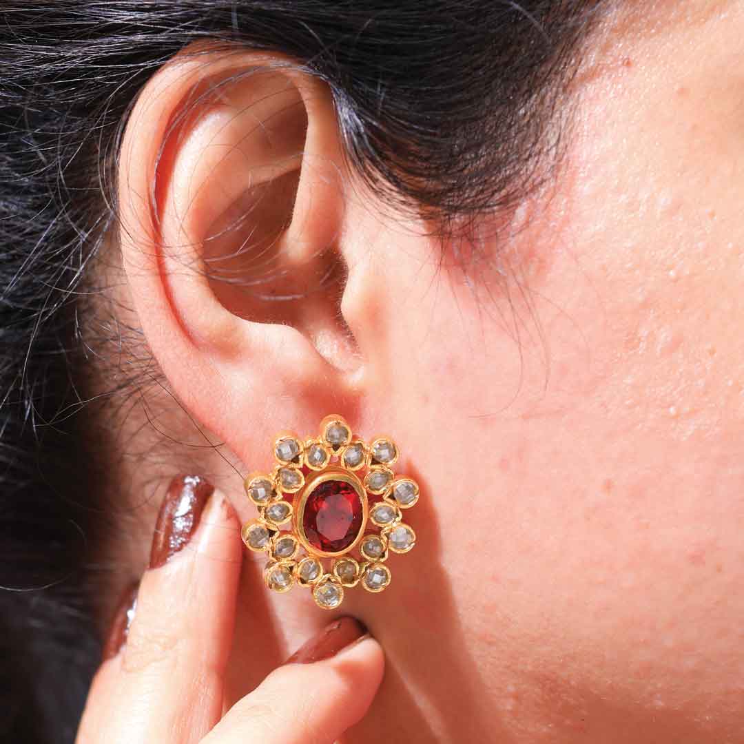 Ruby Halo Kundan Earrings