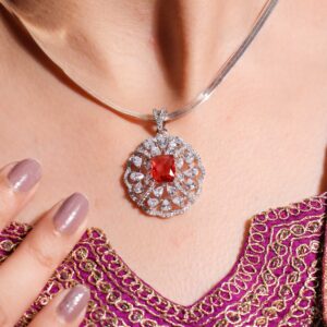 Diamond Lace Rosette Pendant Set / Without Chain