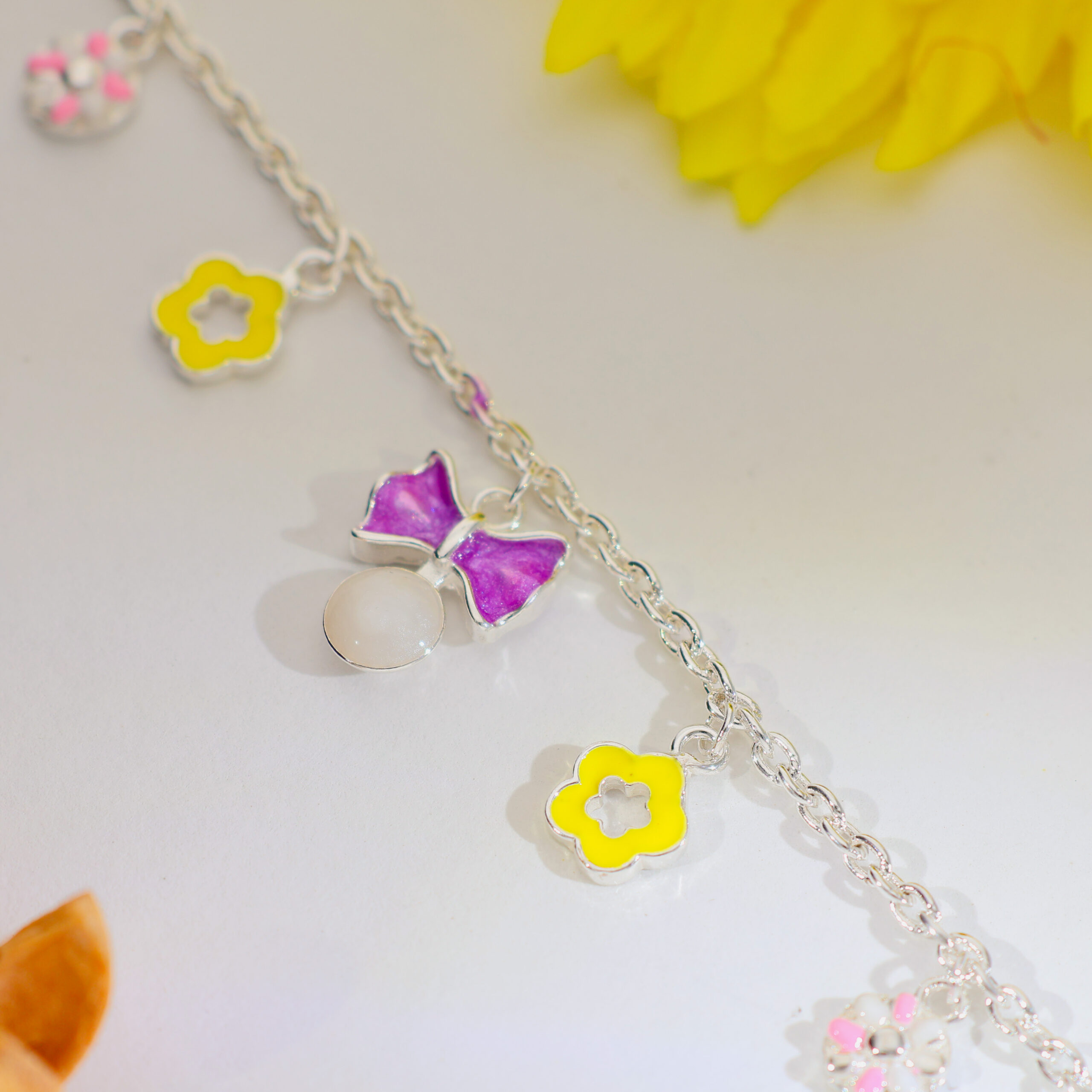 Purple Bow Bloom baby bracelets