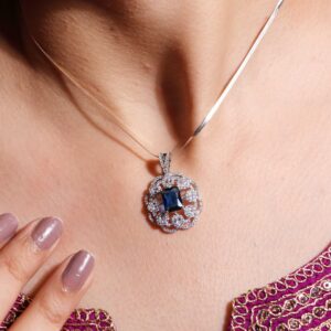 Royal Sapphire Lace Pendant Set/ Without Chain