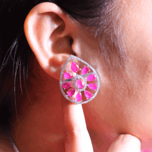 Rose Lotus Halo Ladies Earring