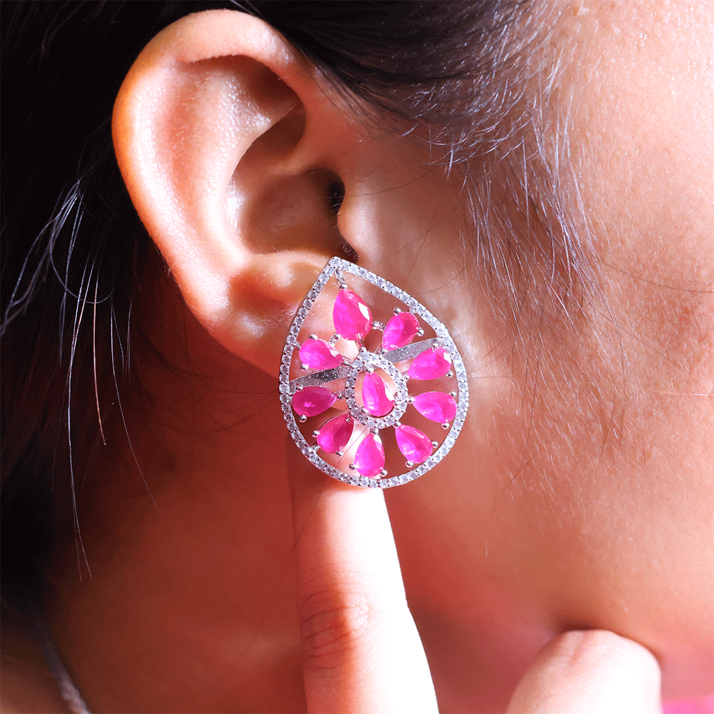 Rose Lotus Halo Ladies Earring