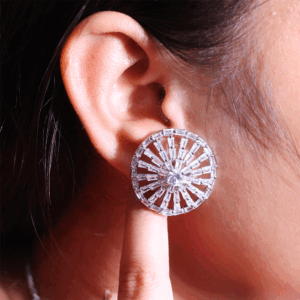 Sunburst Baguette Circle Ladies Earring