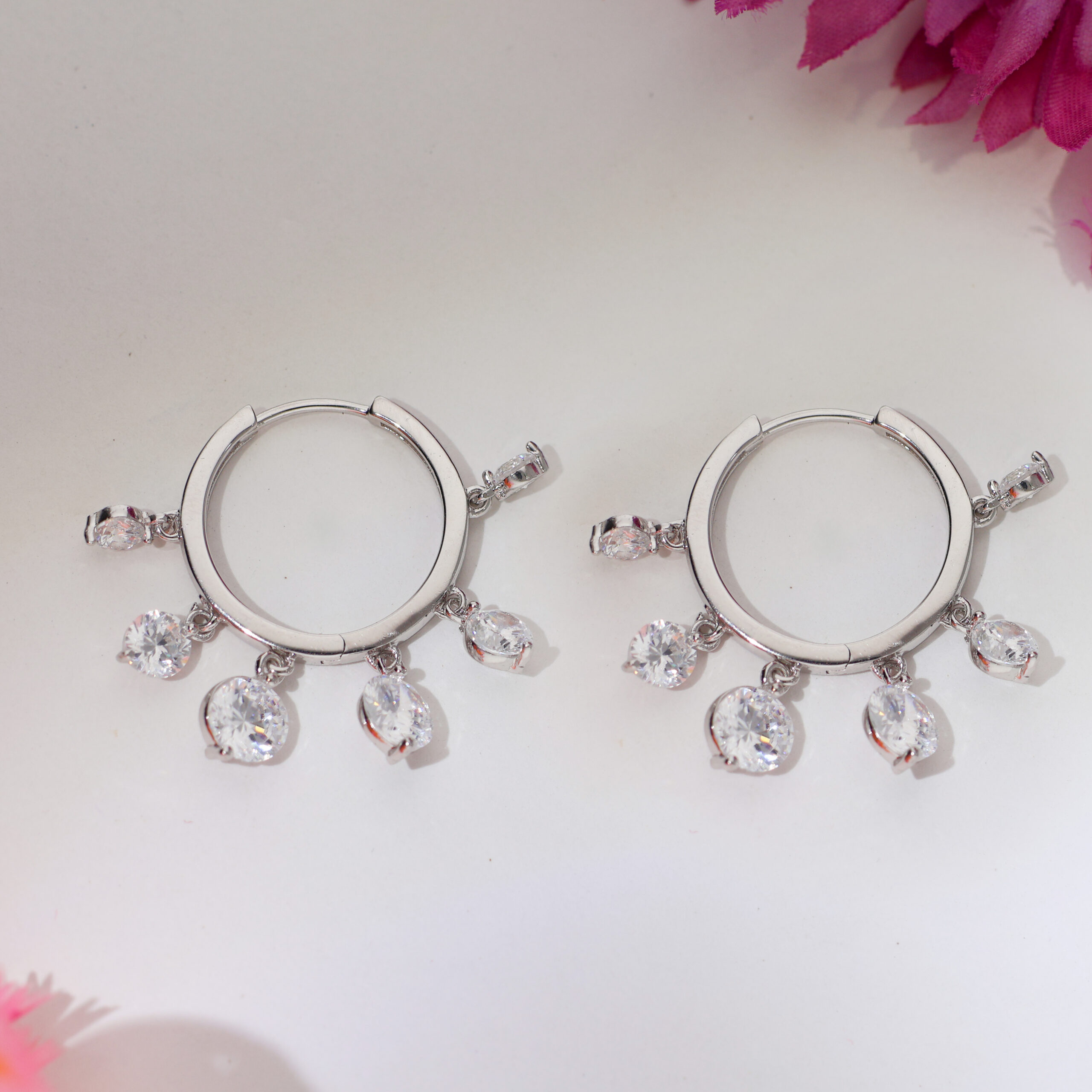 Crystal Swing Hoop Ladies Earring