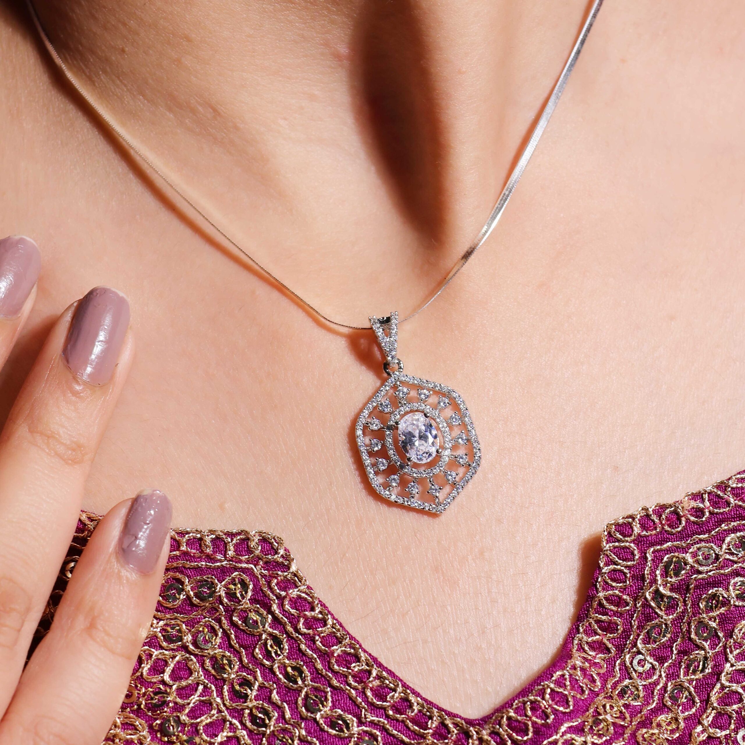 Oval Crown Pendant Set/ Without Chain