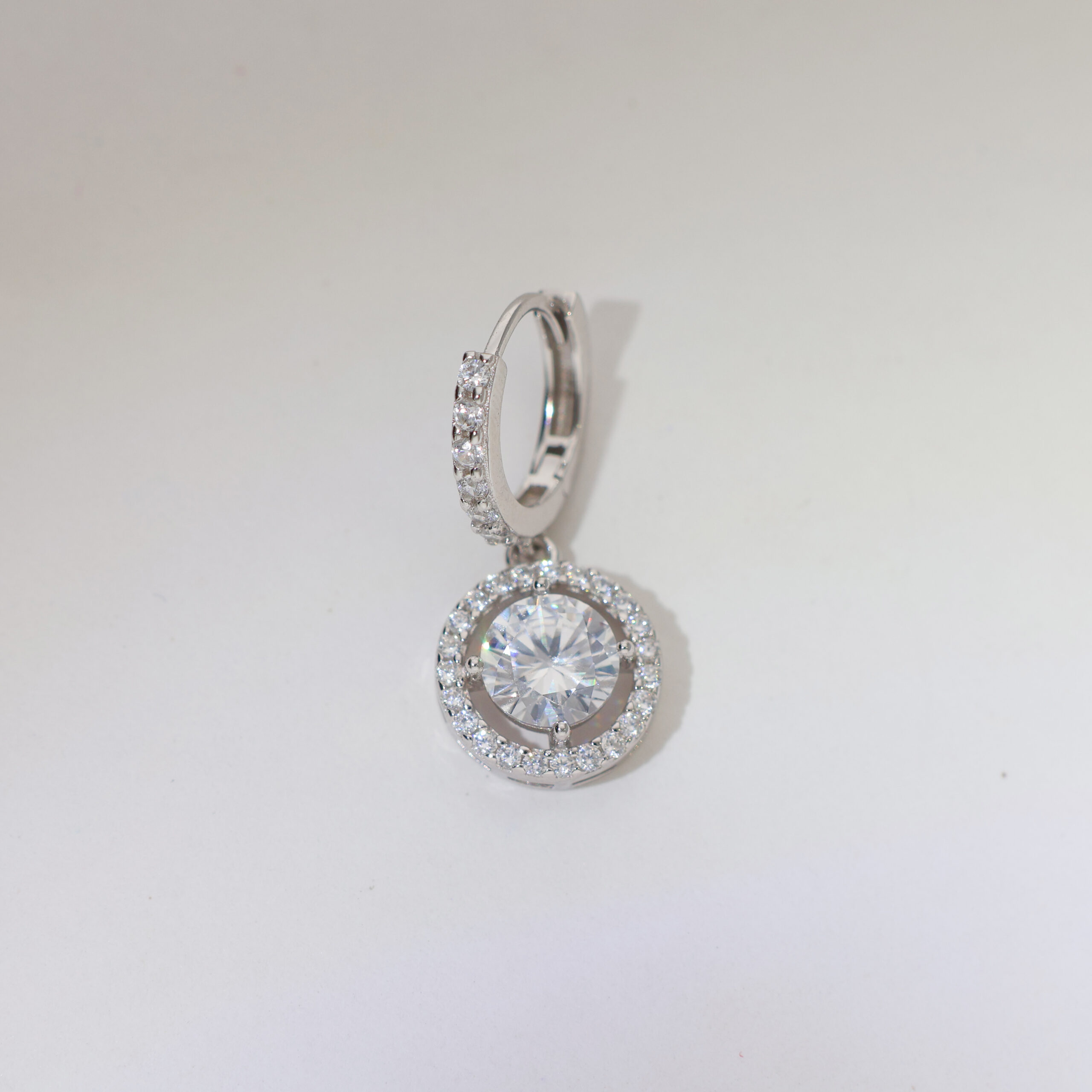 Solitaire Halo Charm Ladies Earring - Image 2