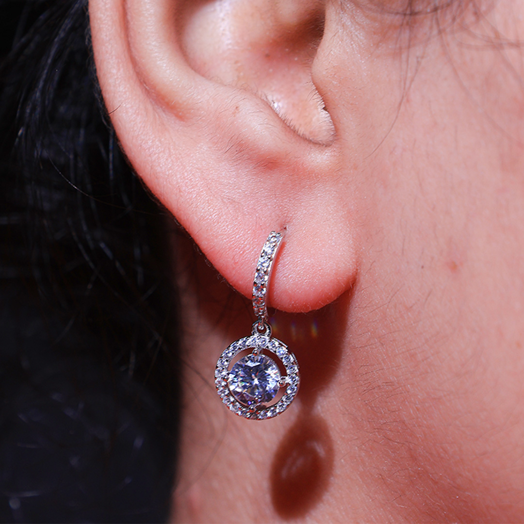 Solitaire Halo Charm Ladies Earring