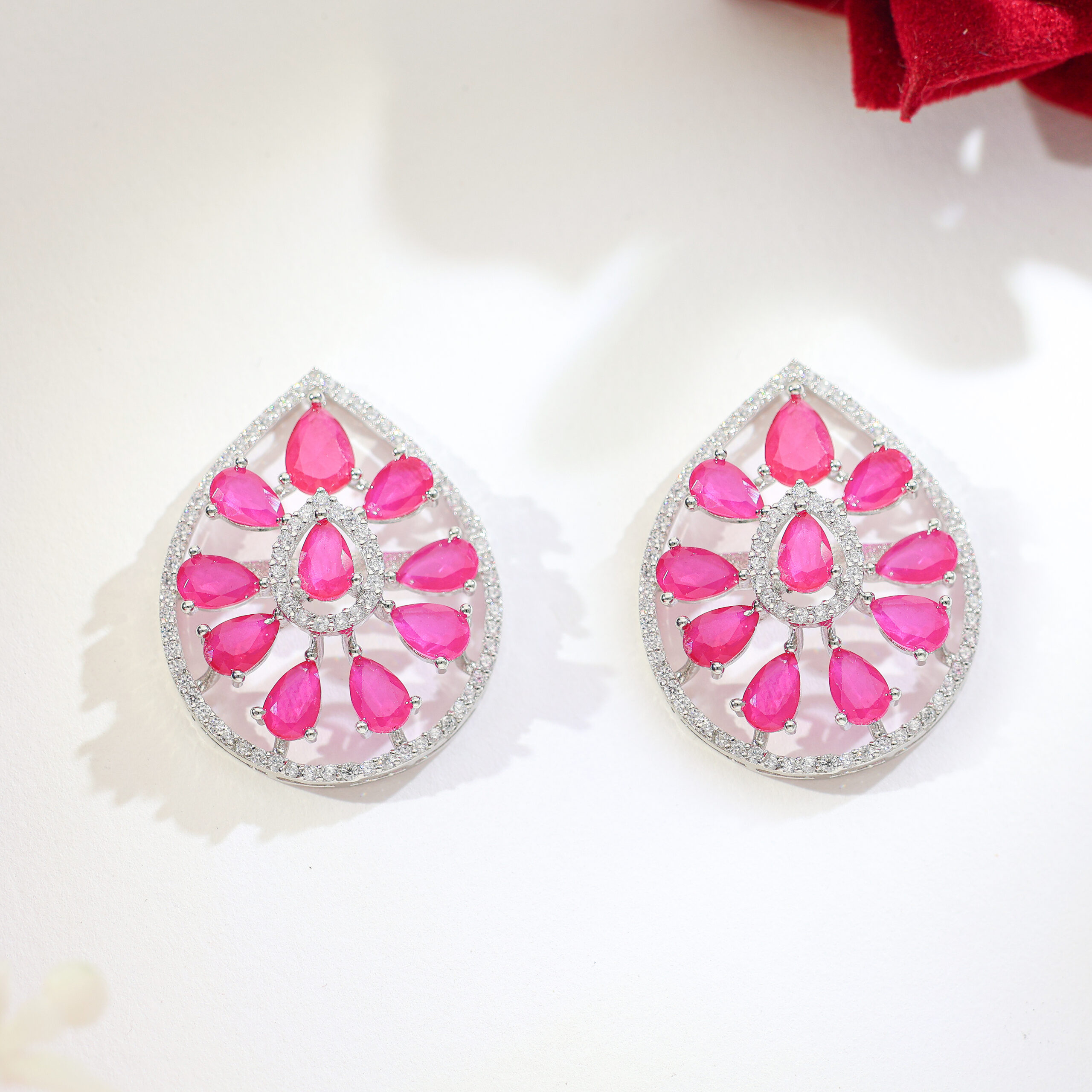 Rose Lotus Halo Ladies Earring
