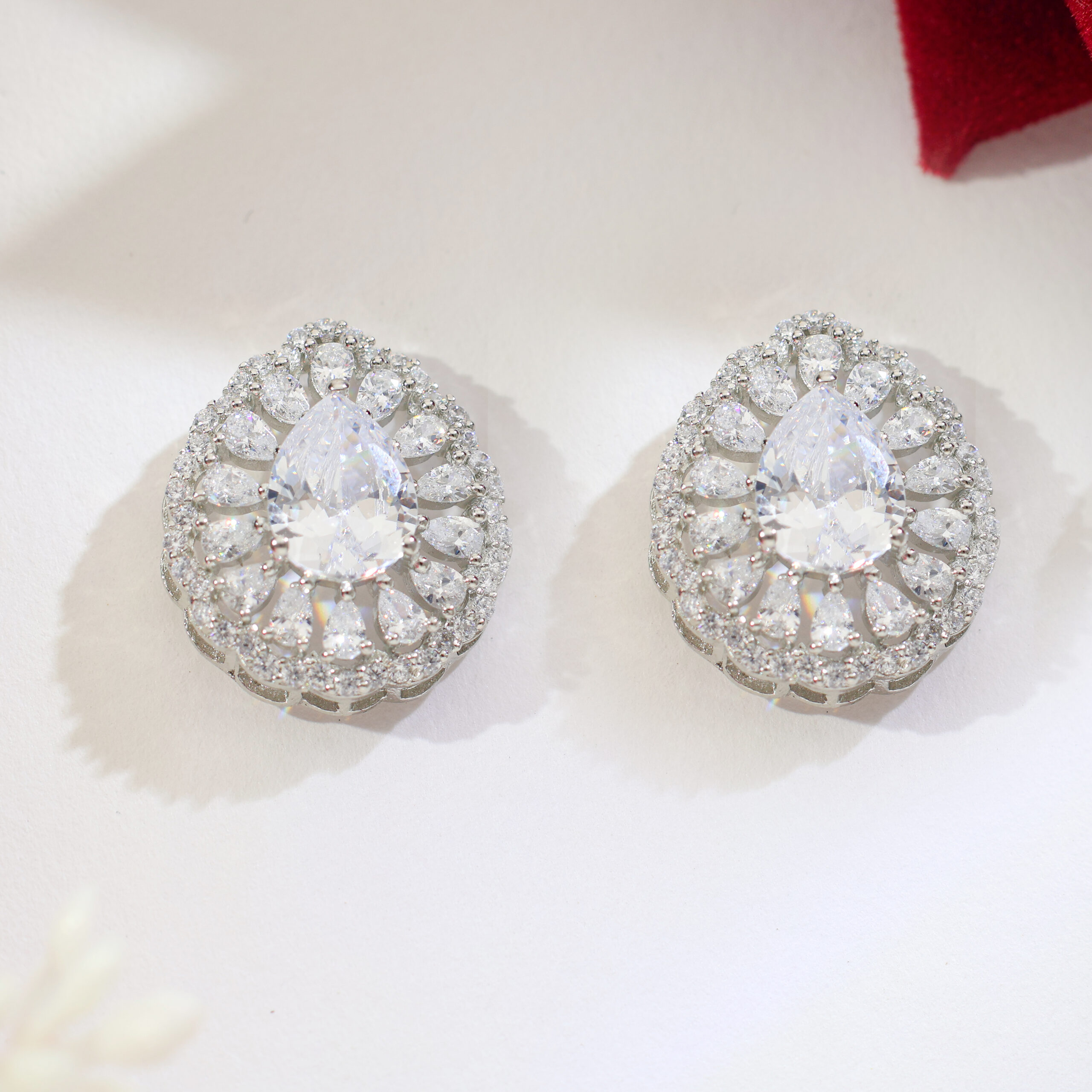Royal Tear Halo Ladies Earring