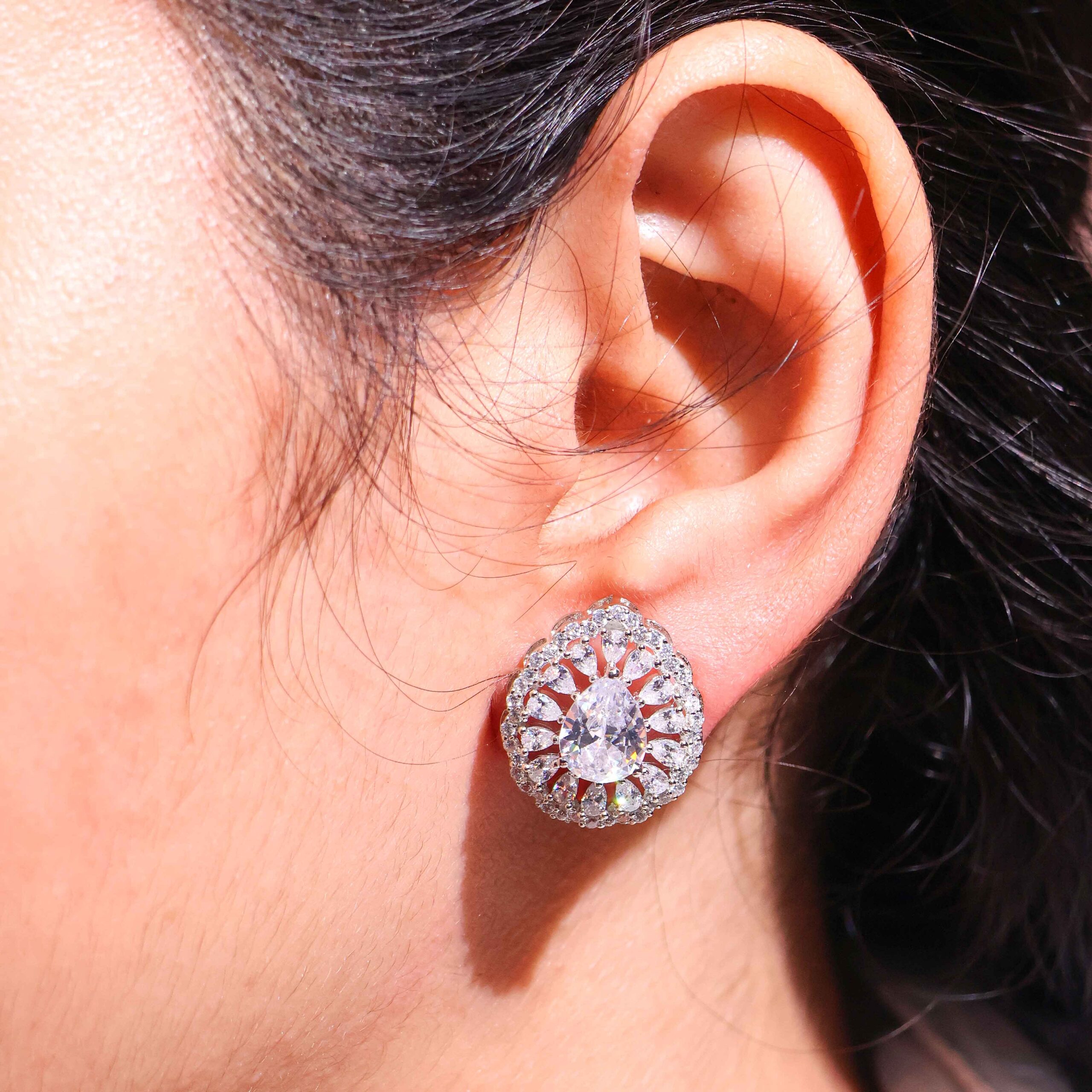 Royal Tear Halo Ladies Earring - Image 5