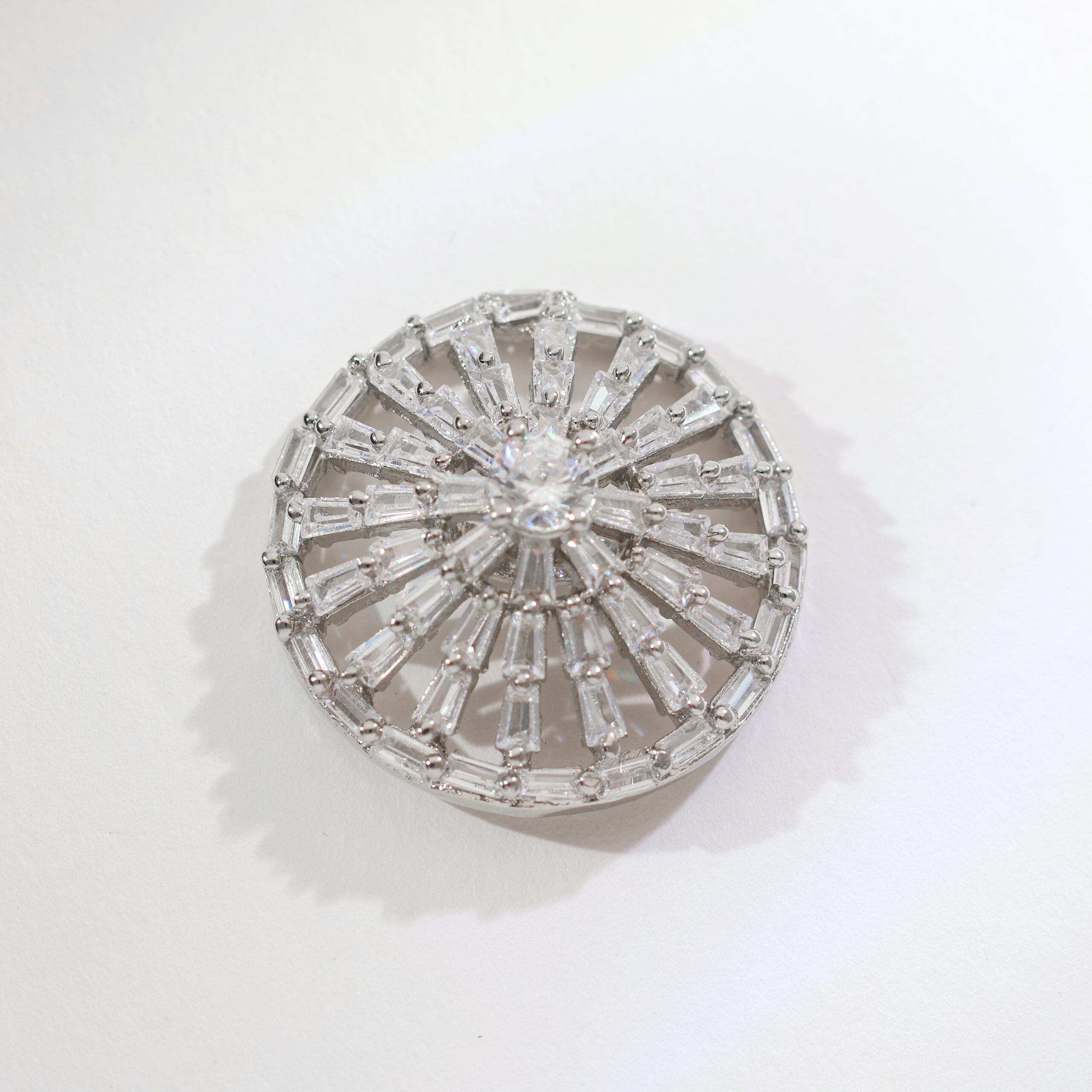 Sunburst Baguette Circle Ladies Earring - Image 3