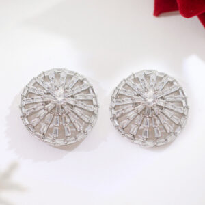 Sunburst Baguette Circle Ladies Earring