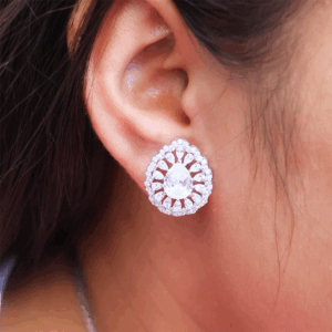 Royal Tear Halo Ladies Earring