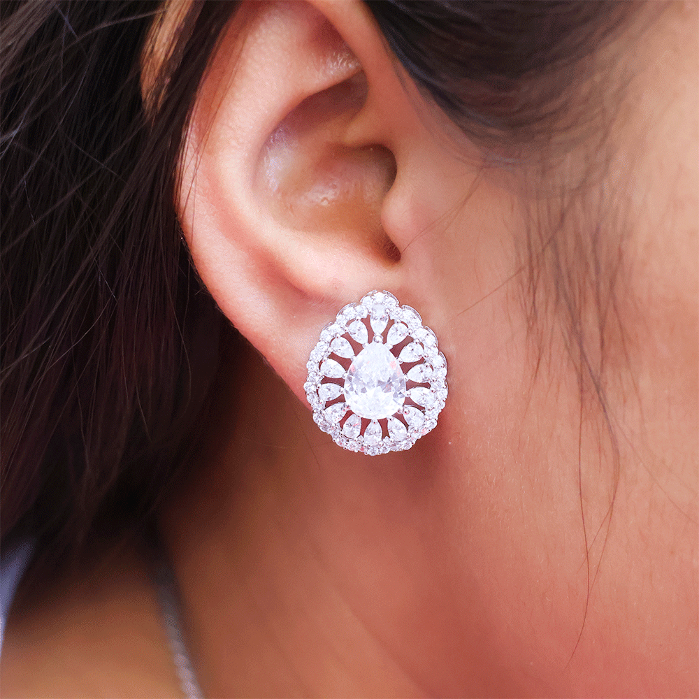Royal Tear Halo Ladies Earring