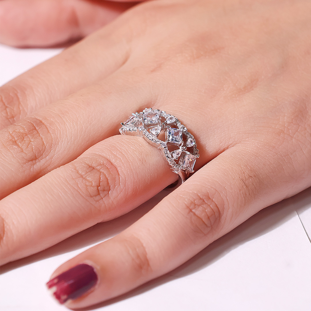 Diamond Quilt Ladies Ring