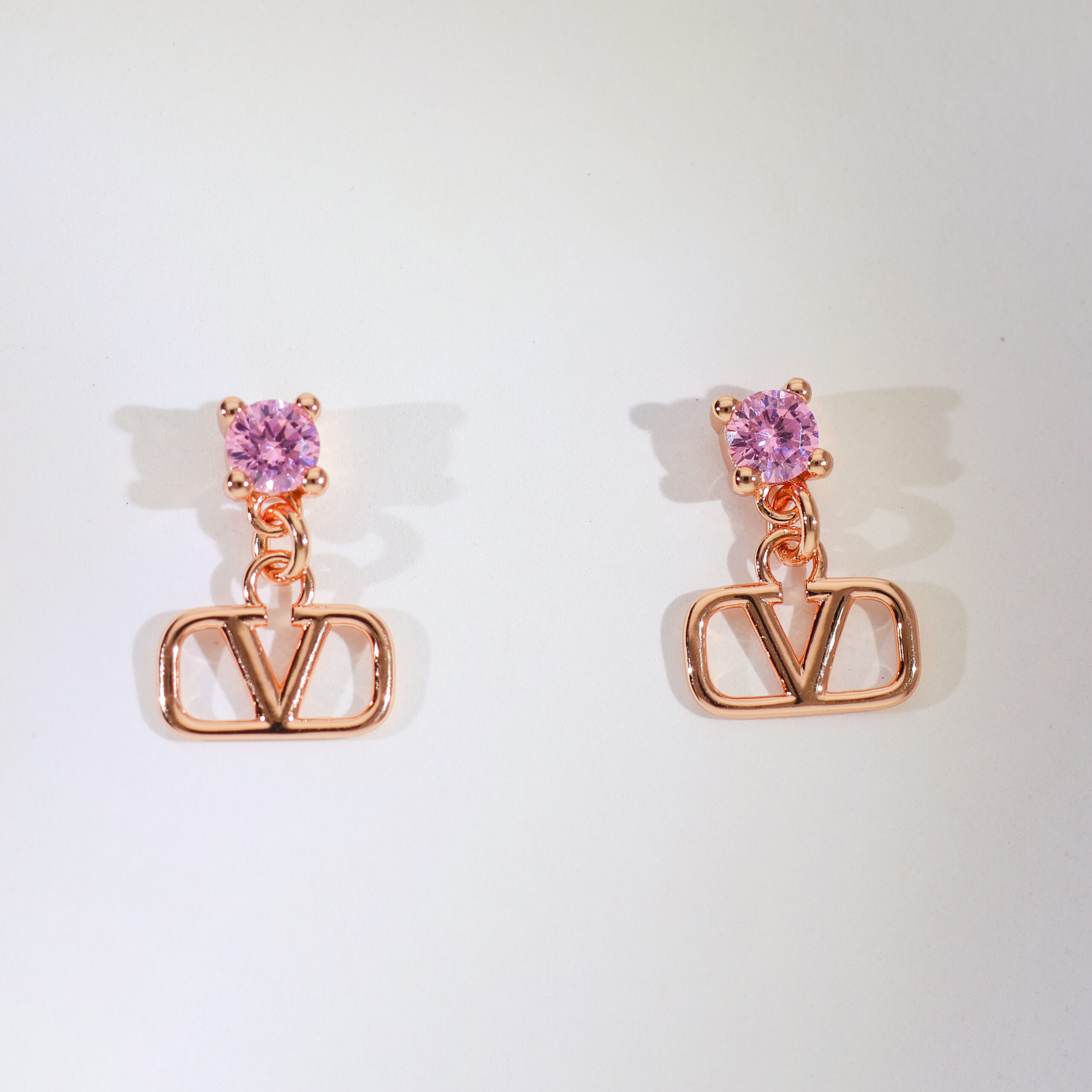 Violet Spark Stud Rosegold Earrings - Image 2