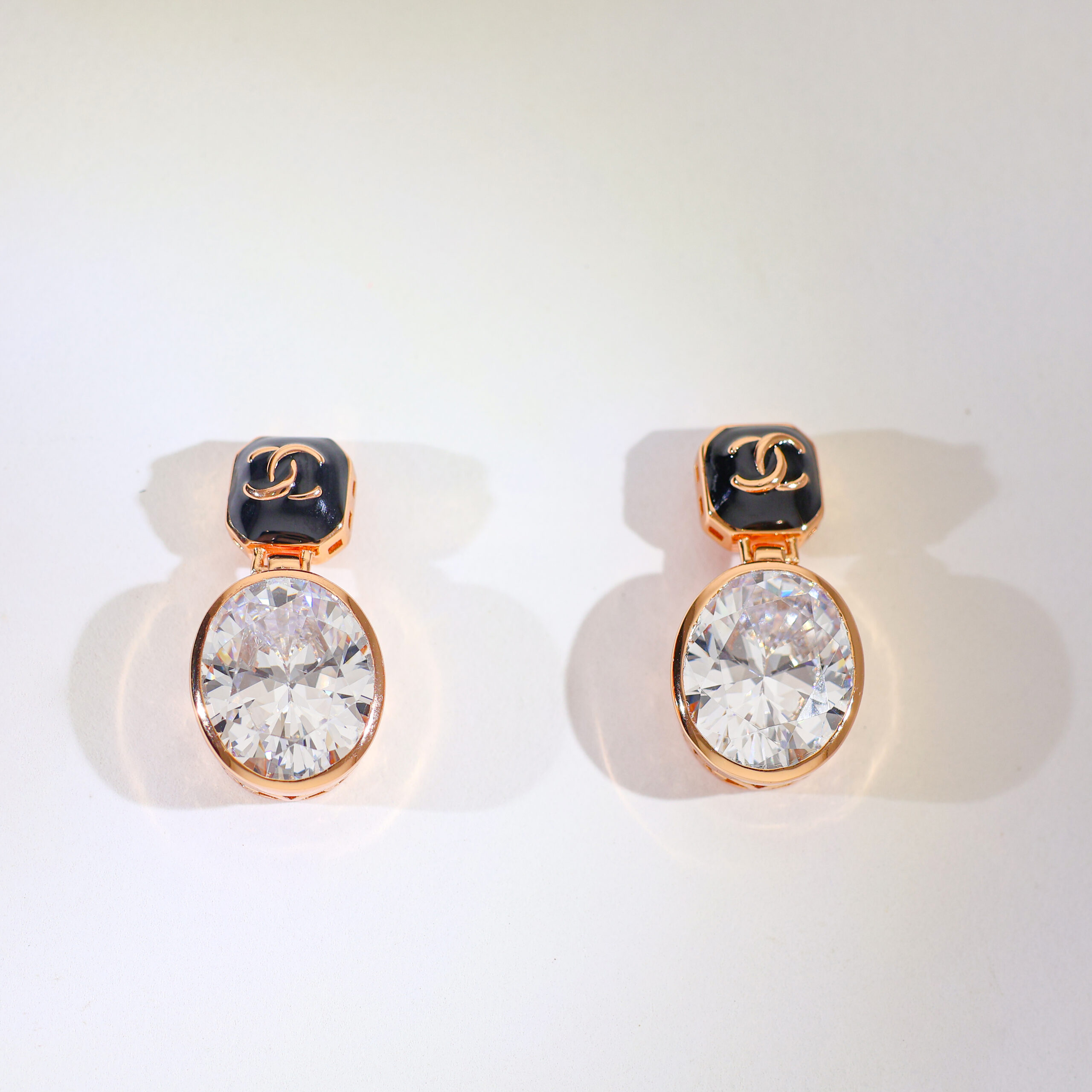 Crystal Glow Stud Drop Rosegold Earrings - Image 2