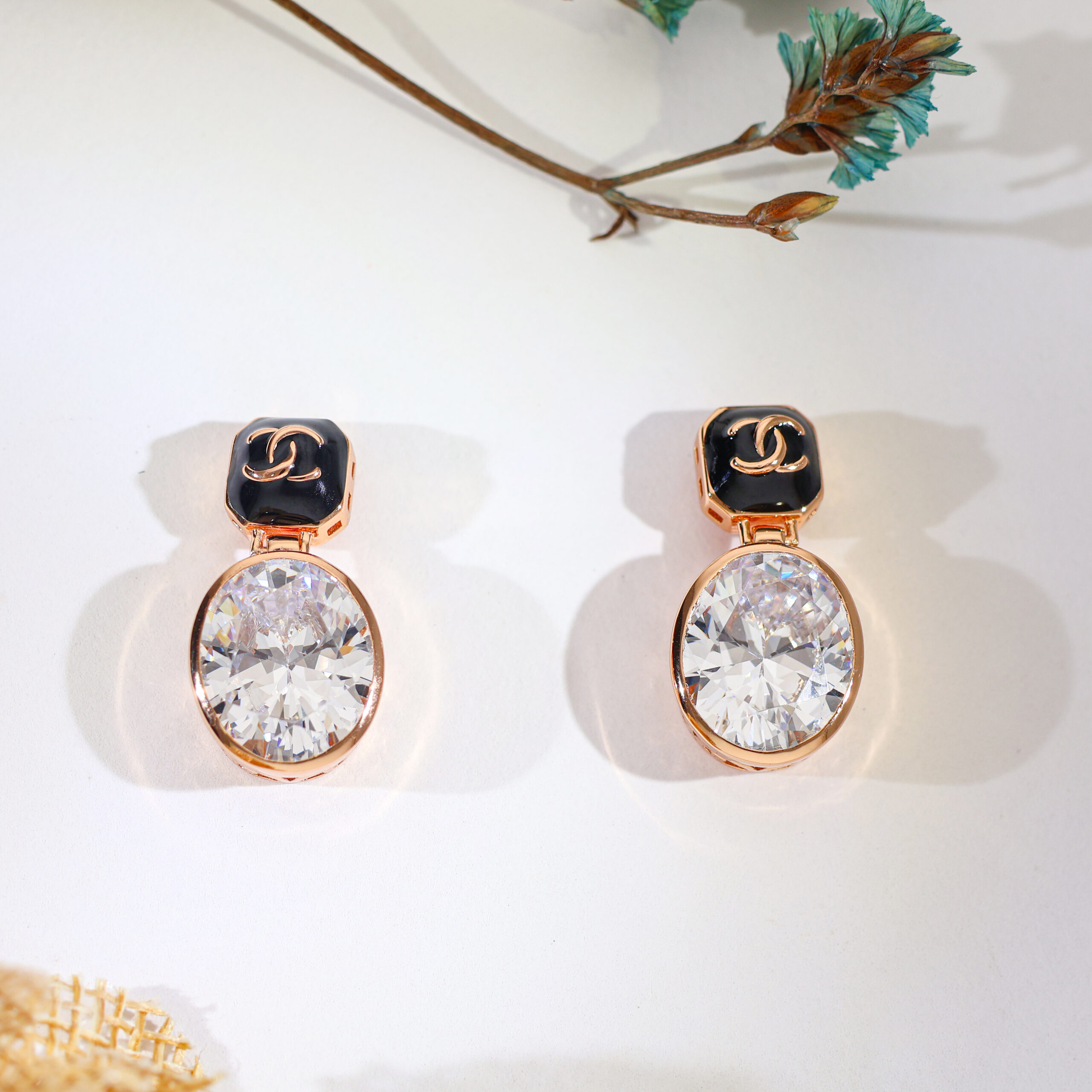 Crystal Glow Stud Drop Rosegold Earrings