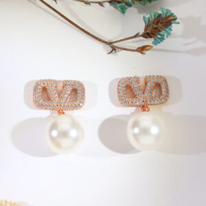 Pavé Frame Pearl Rosegold Earrings