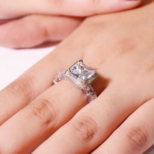 Princess Square Halo Ladies Ring