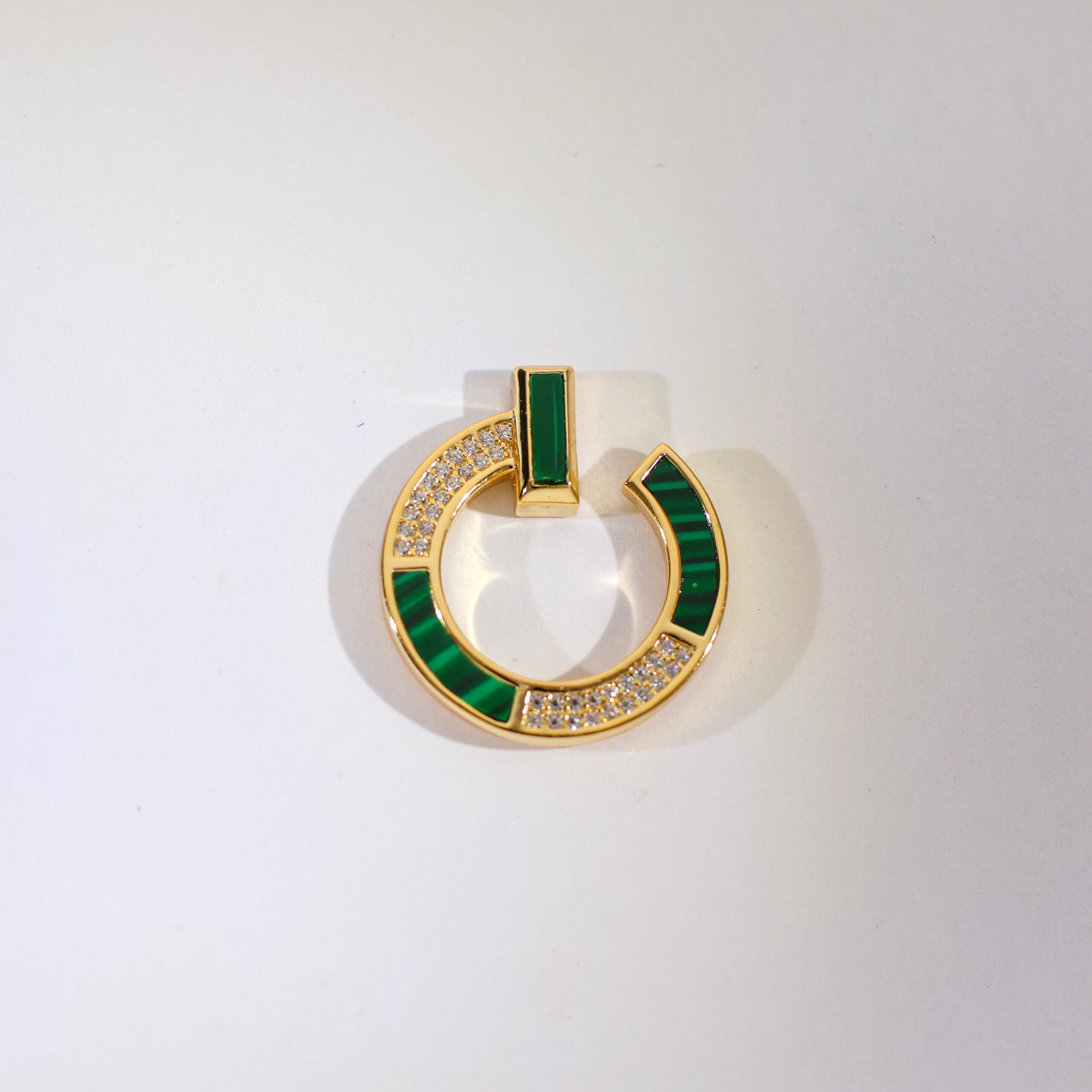 Green Glow Pavé Circle Rosegold Earrings - Image 3