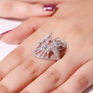 Radiant Fan Halo Ladies Ring
