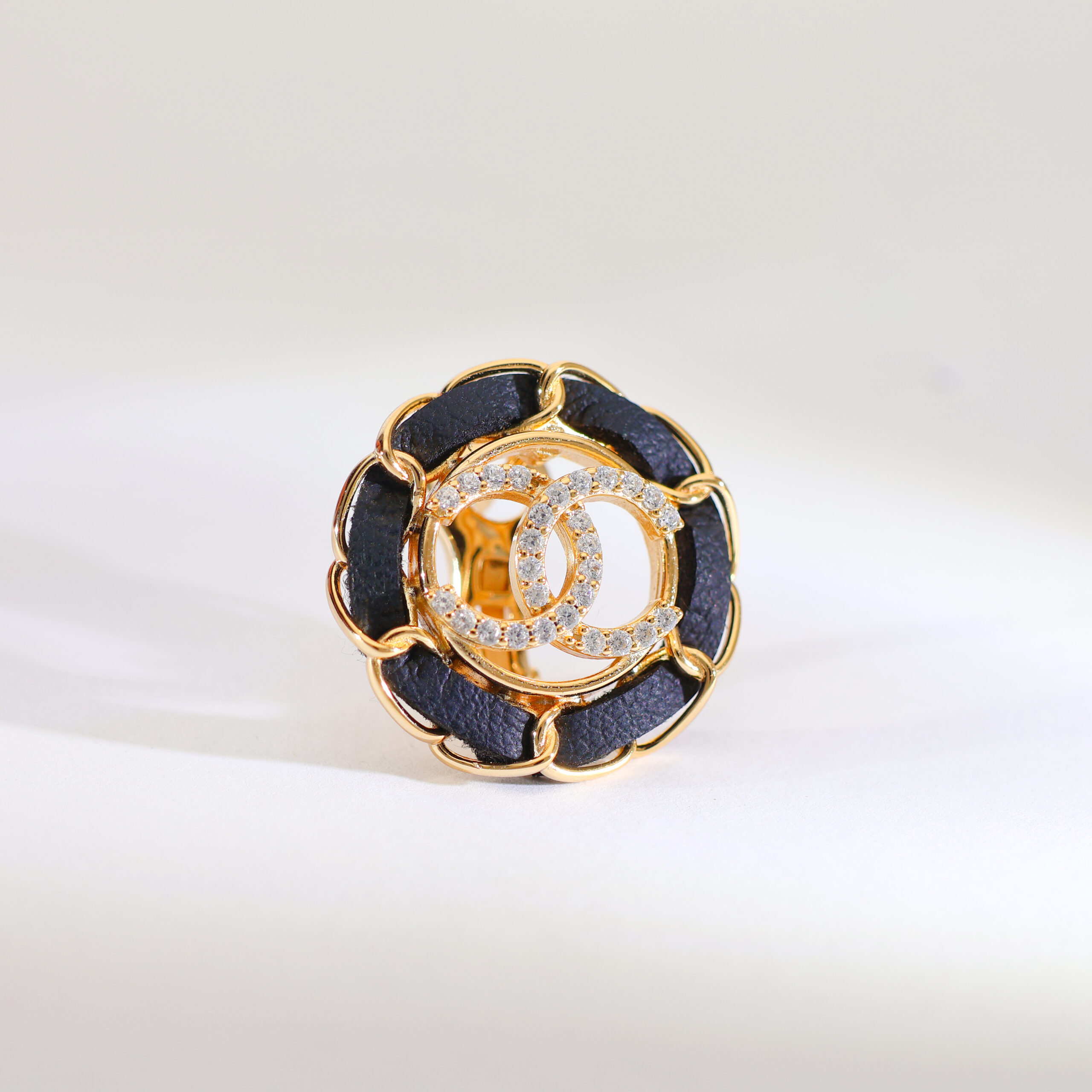 Midnight Chain Halo Rosegold Earrings - Image 3