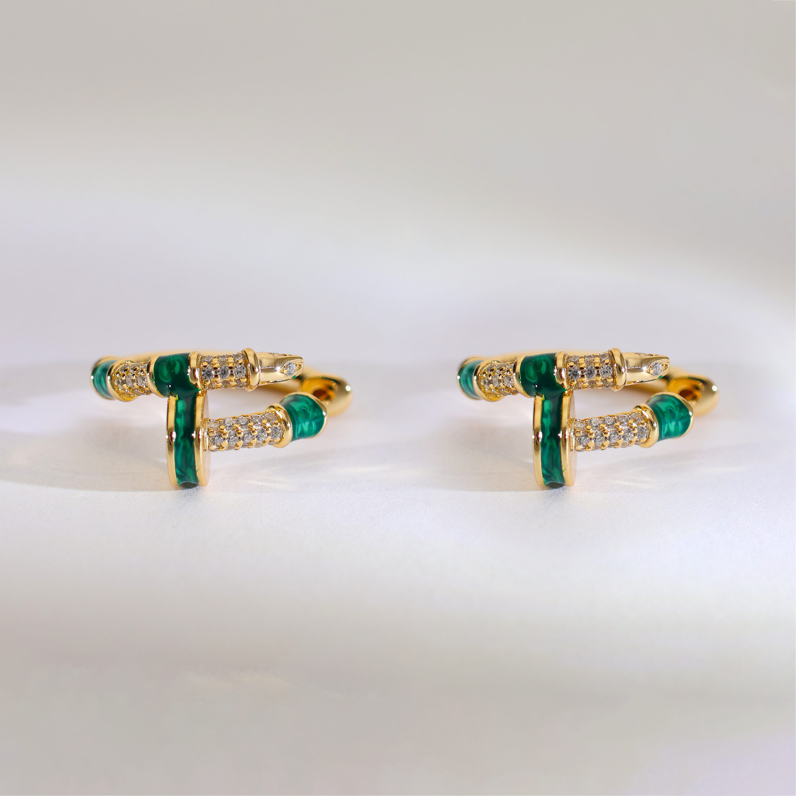 Crystal Rail Accent Rosegold Earrings - Image 2