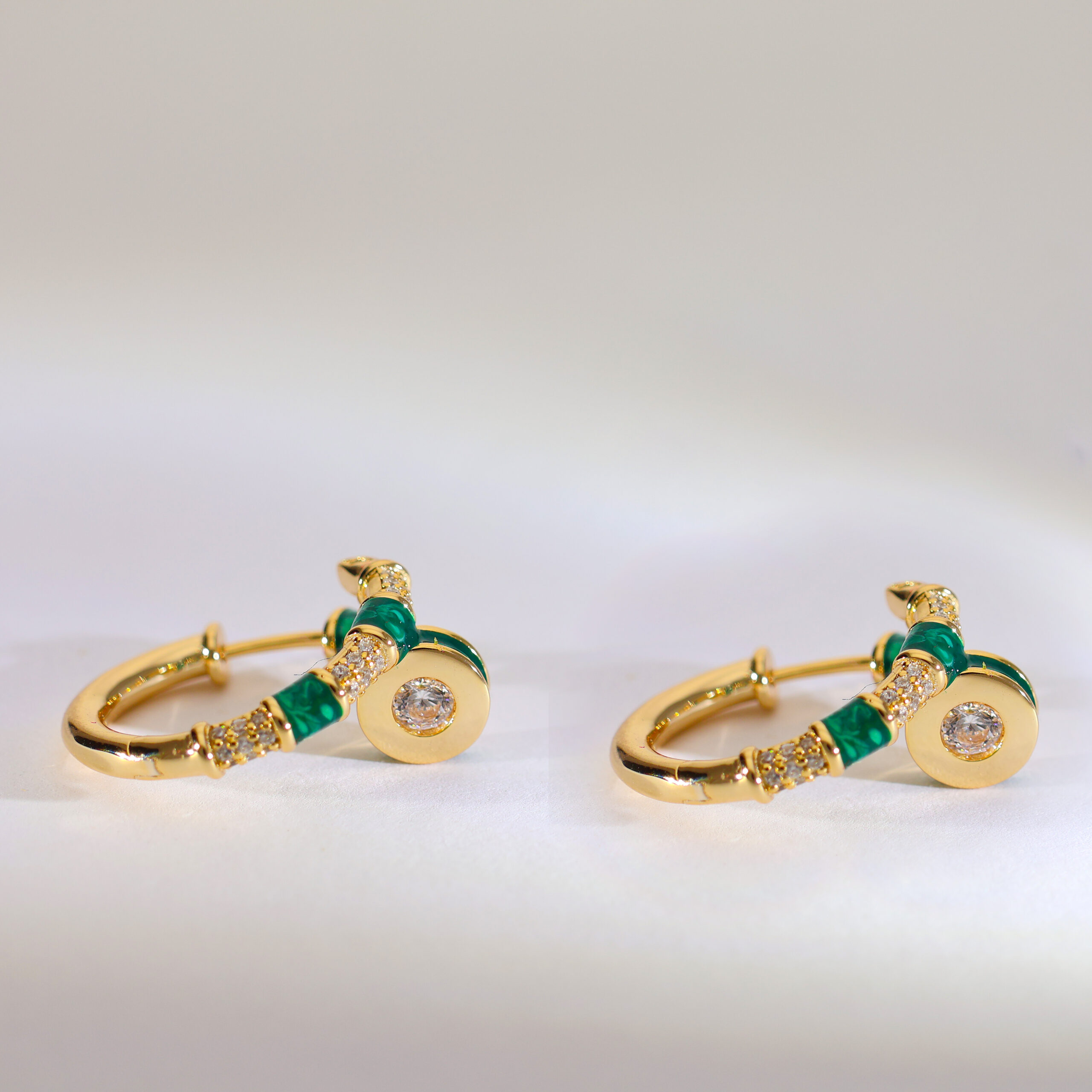 Crystal Rail Accent Rosegold Earrings - Image 4