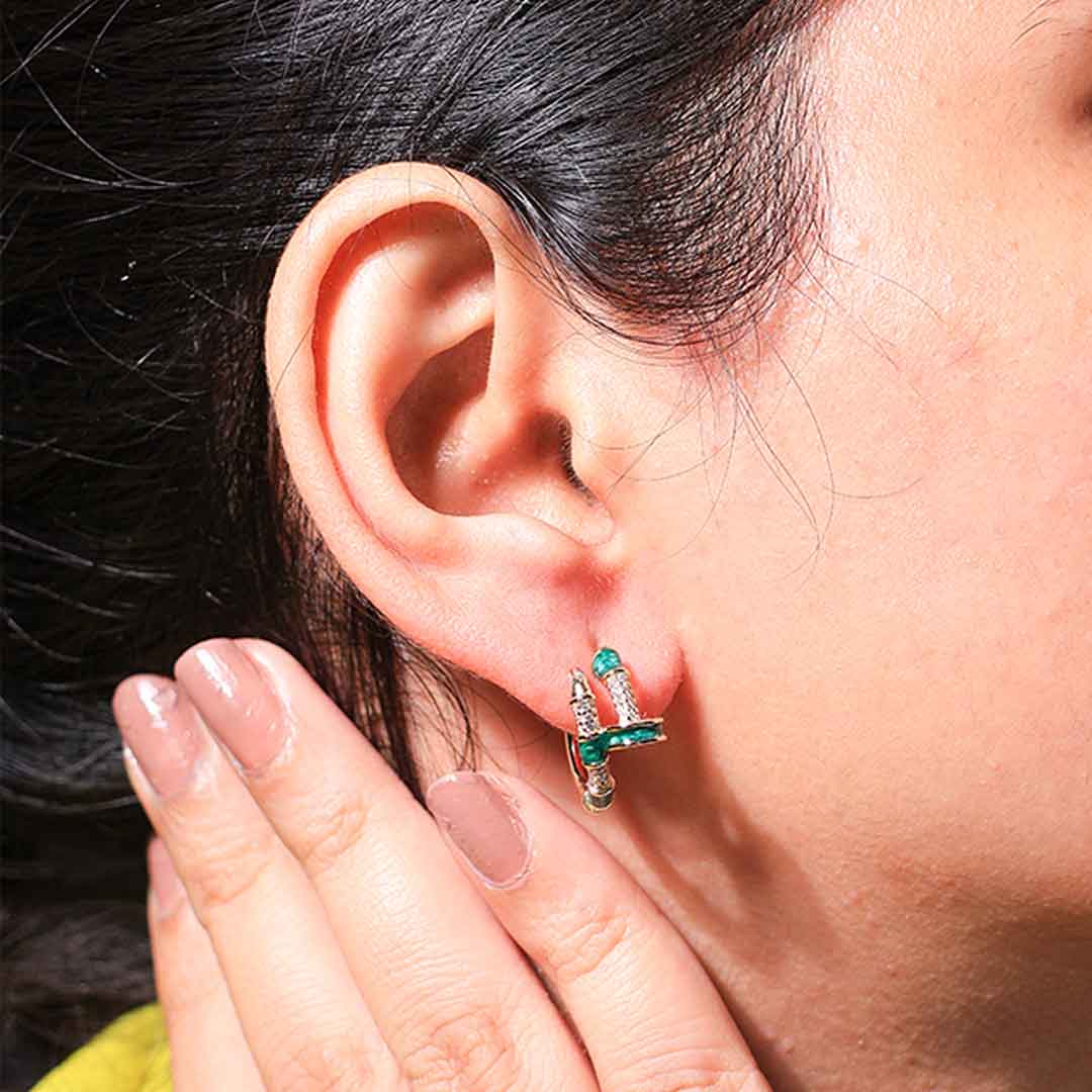 Crystal Rail Accent Rosegold Earrings - Image 6