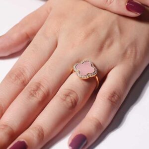 Pink Petal Halo ladies ring