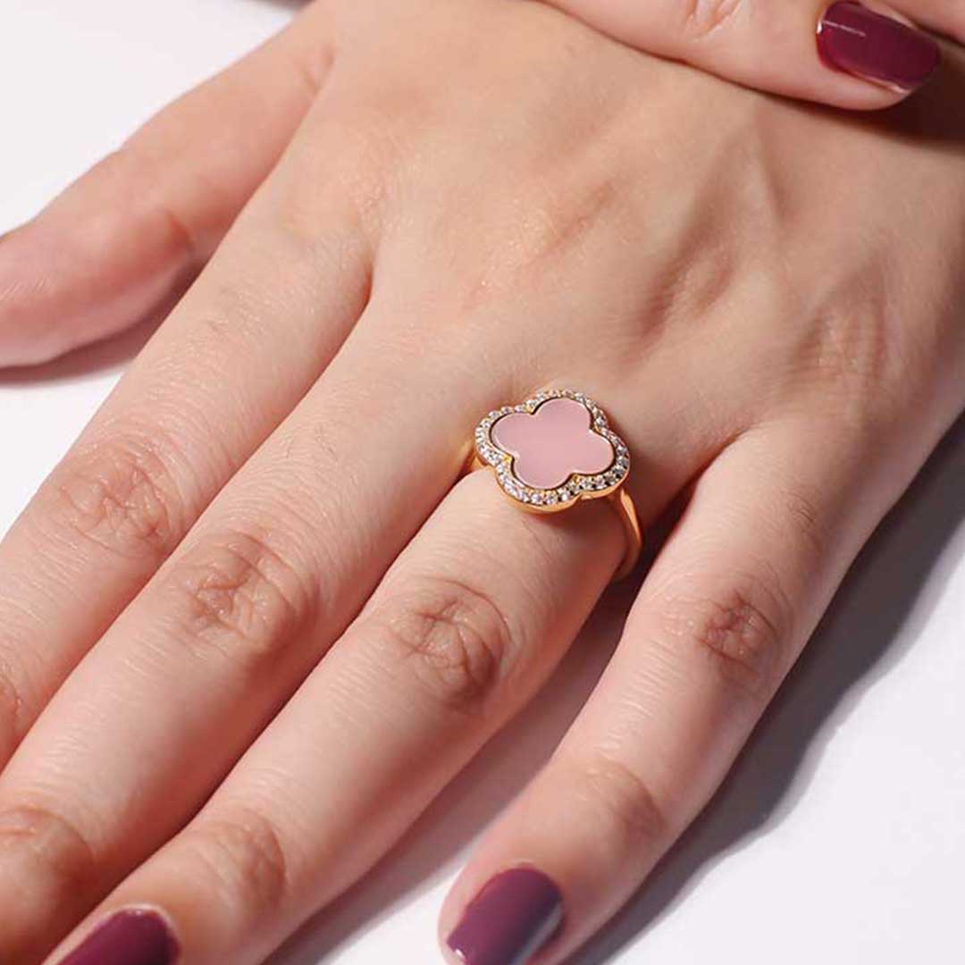 Pink Petal Halo ladies ring