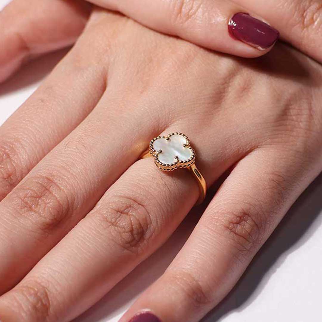 Moon Clover Beaded ladies ring