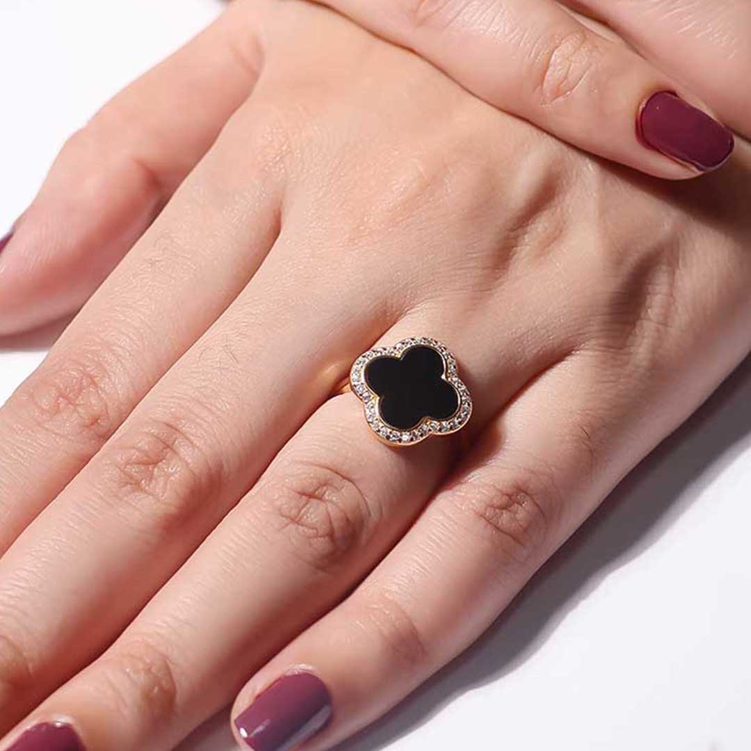 Eternal Noir Clover ladies ring