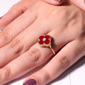 Red Petal Glow ladies ring