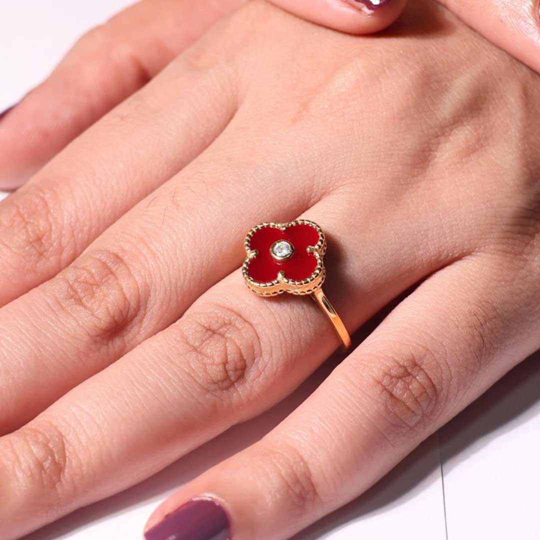 Red Petal Glow ladies ring