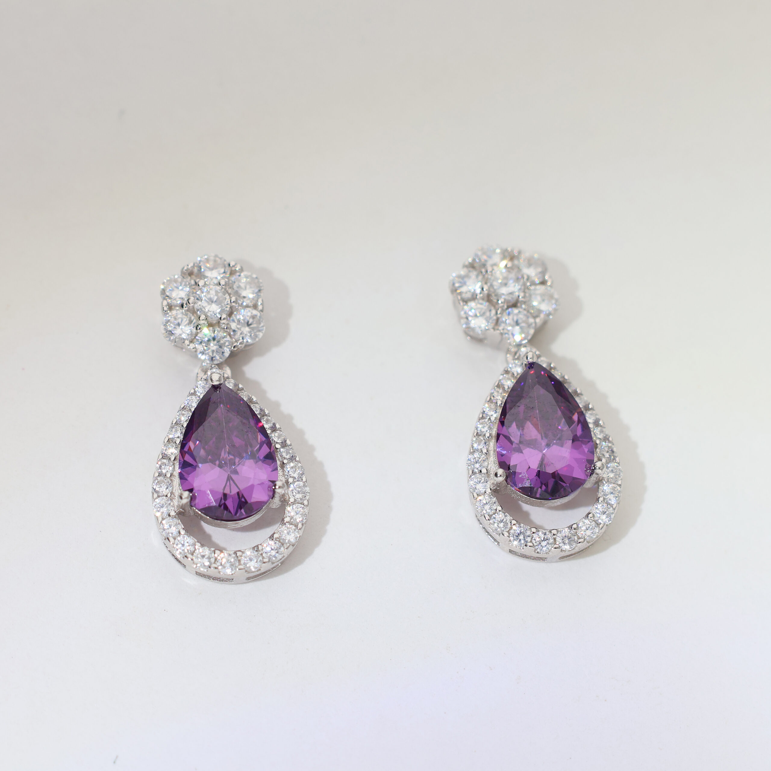 Amethyst Teardrop Halo Earring - Image 2