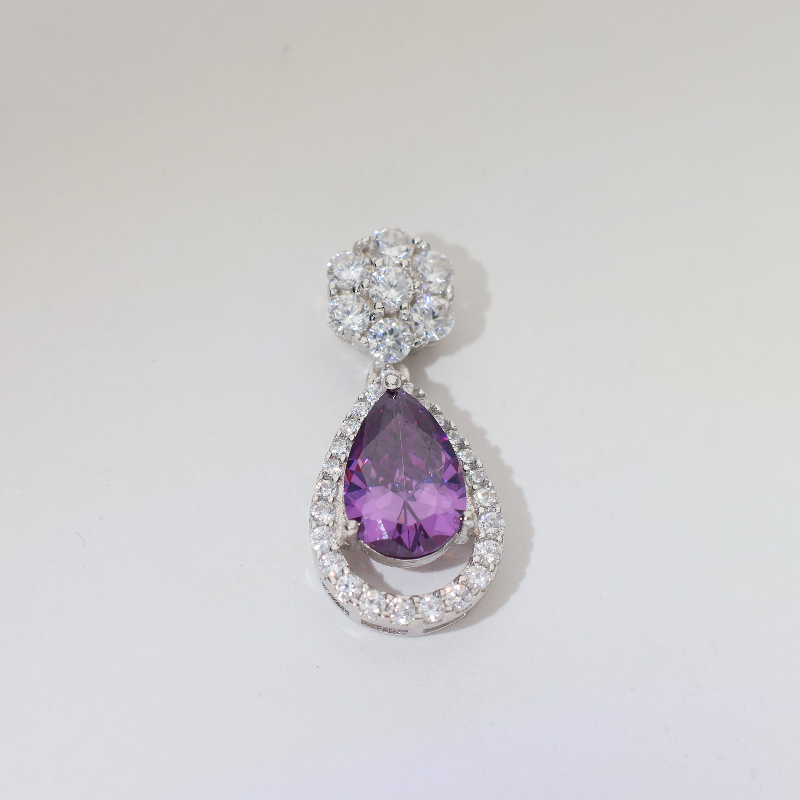 Amethyst Teardrop Halo Earring - Image 3