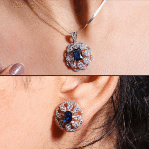 Royal Sapphire Lace Pendant Set/ Without Chain
