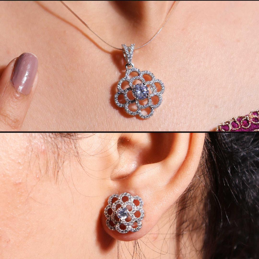 Twinkle Rosy Web Pendant Set/ Without Chain