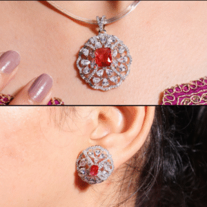 Diamond Lace Rosette Pendant Set / Without Chain