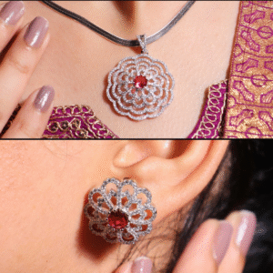 Ruby Bloom Pendant Set / Without Chain