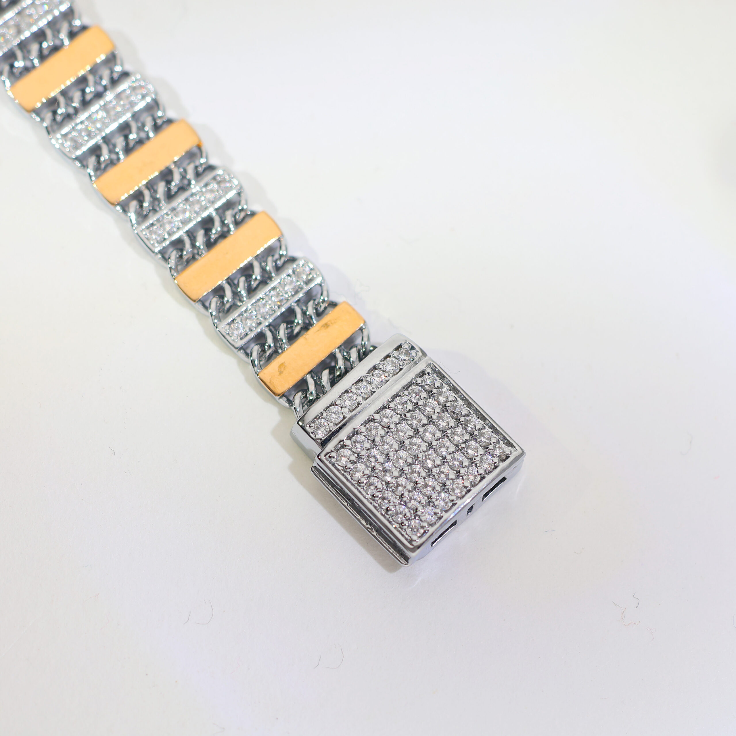 Two-Tone Bar Link Gents Bracelet - Image 3