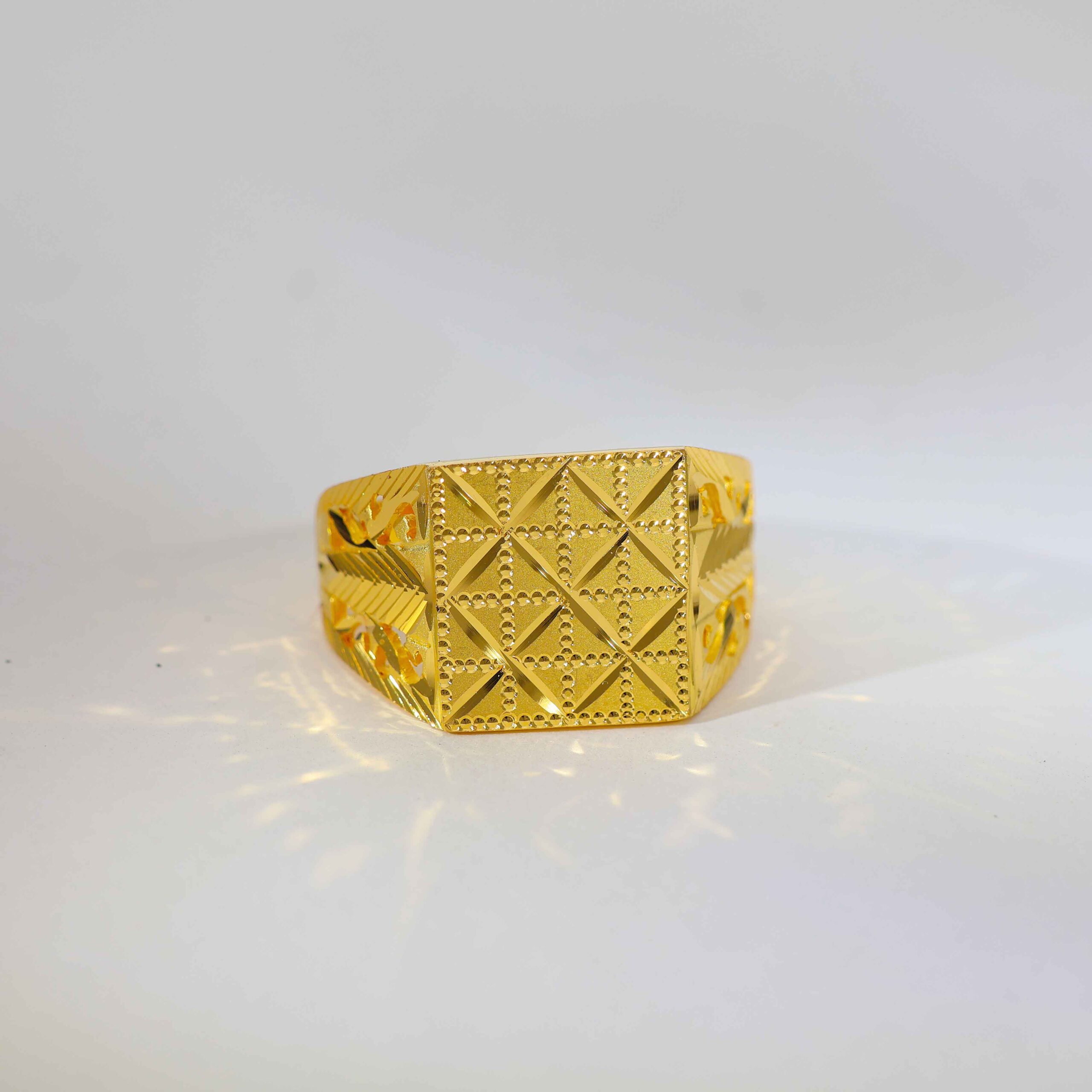 Classic Square Gents Gold Ring - Image 4