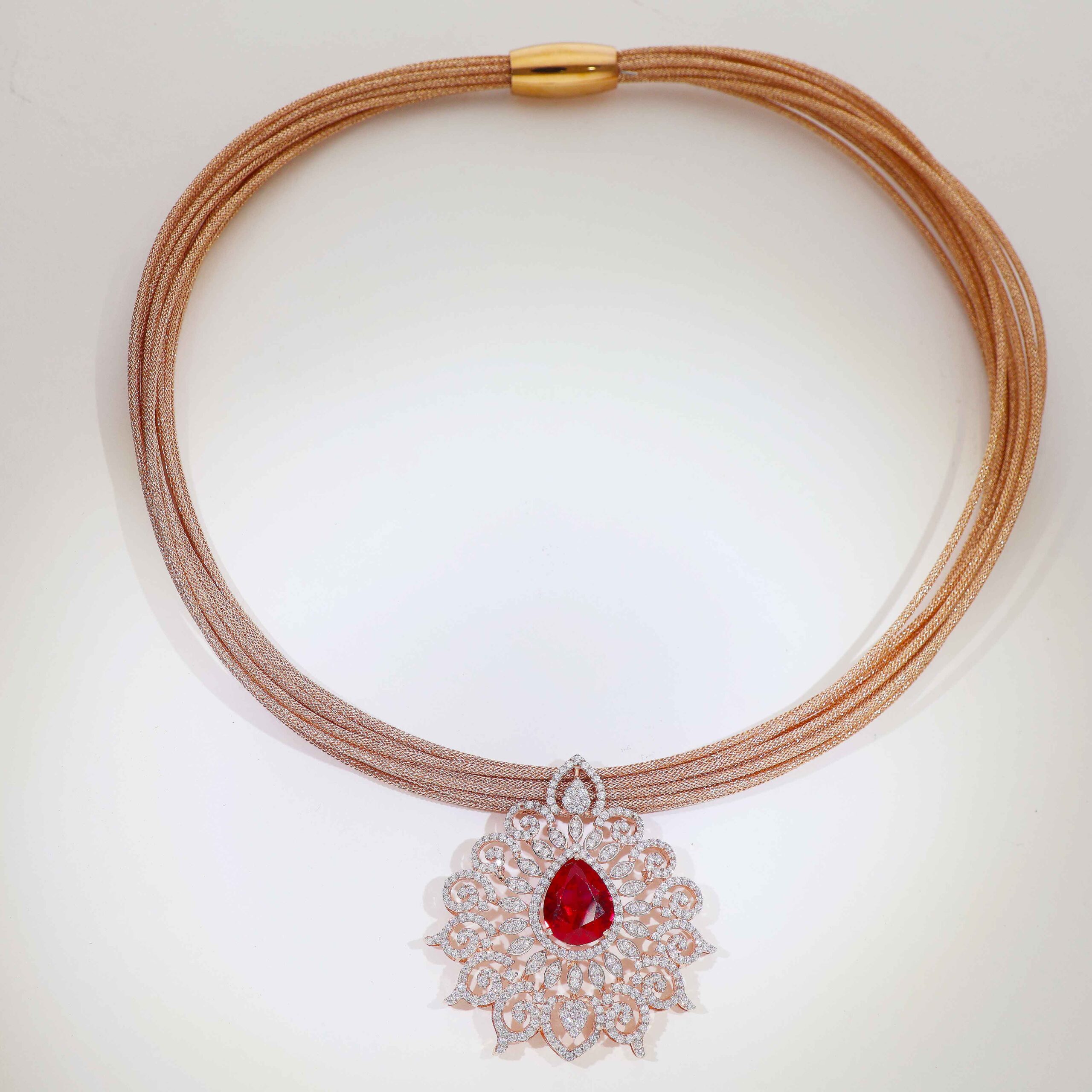 Rose Velvet Ruby Ladies Necklace Set - Image 2