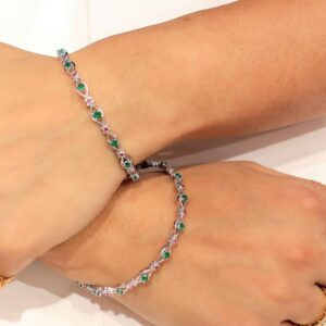 Pink & Emerald Line Ladies Bangles