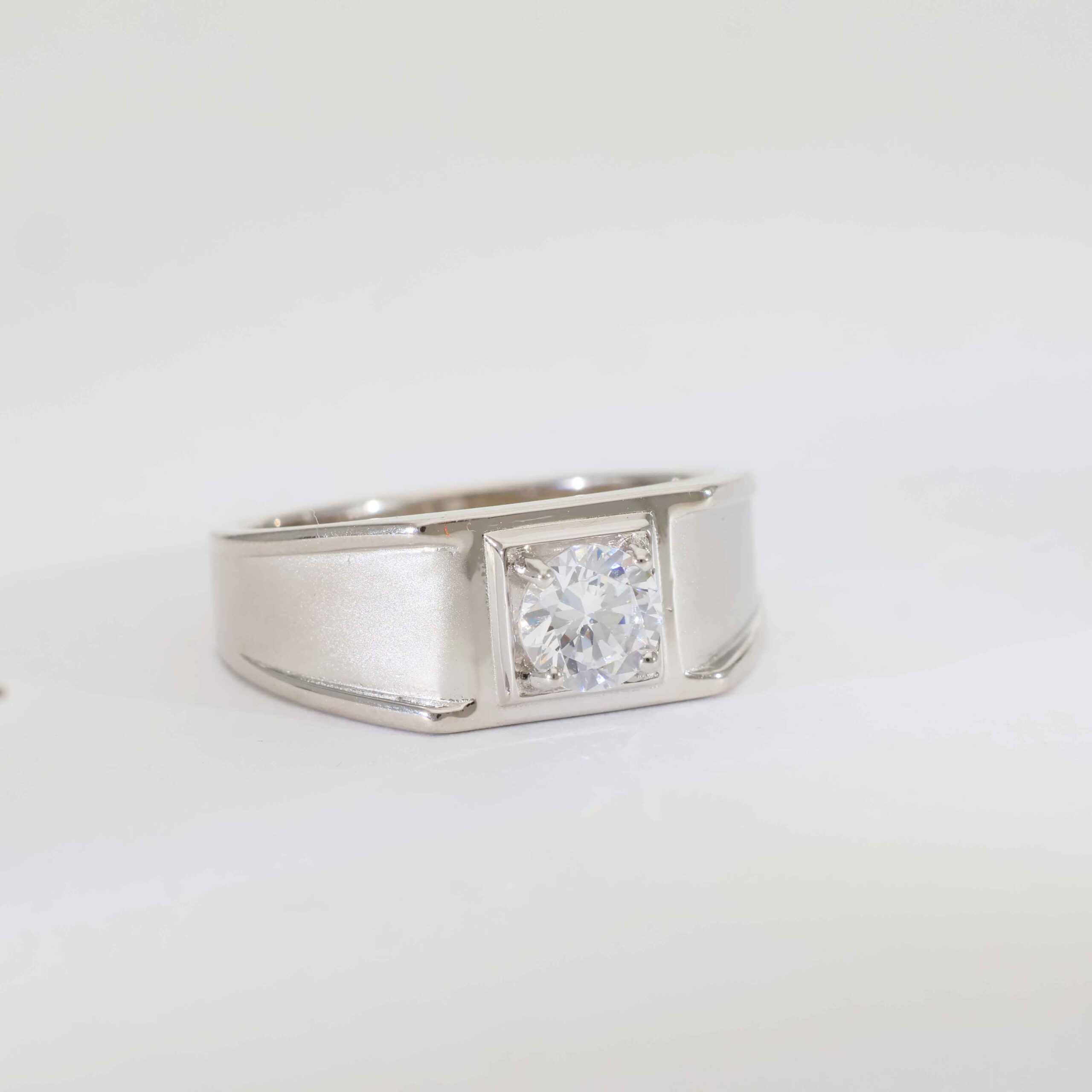 Square Brilliance Gents Silver Ring - Image 3