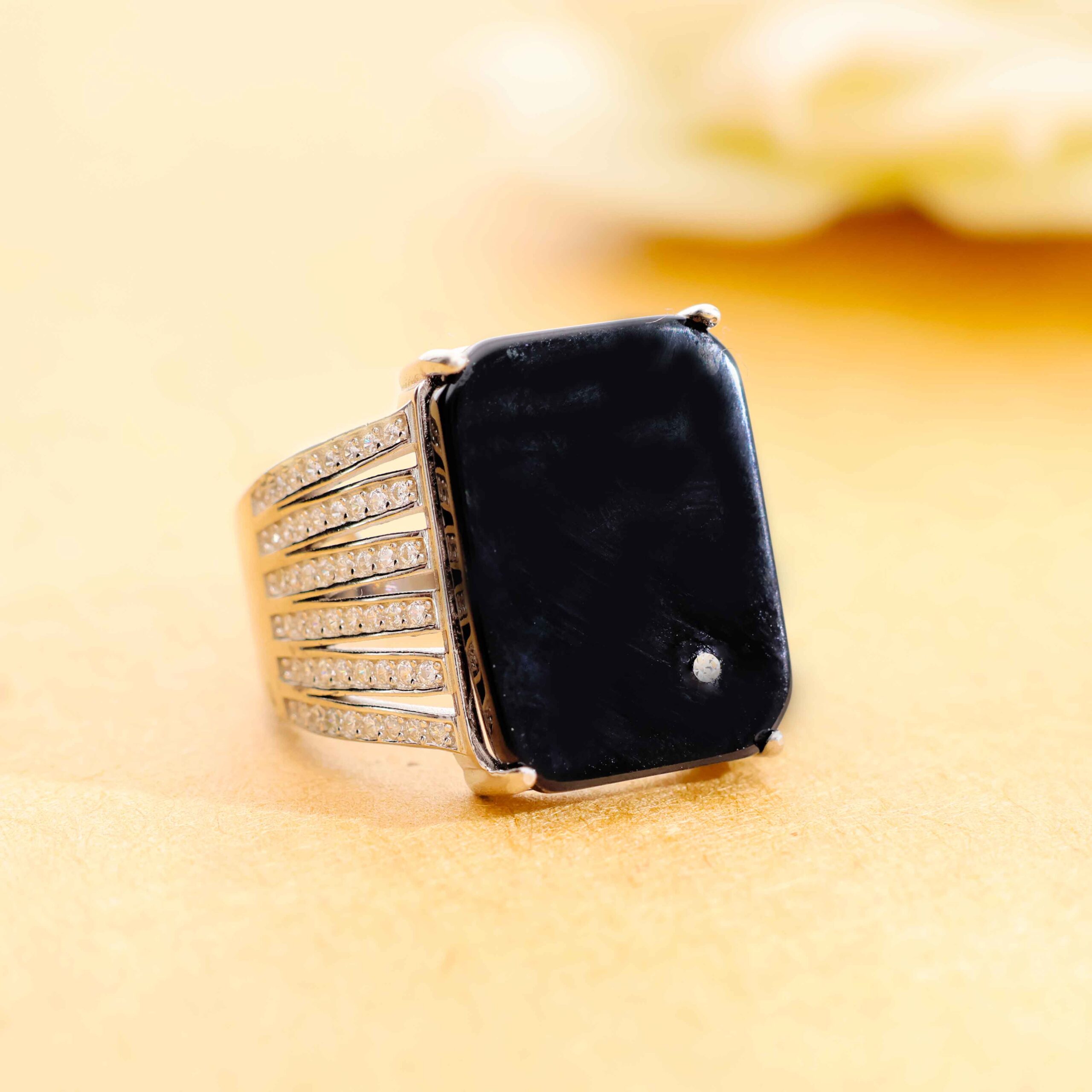 Bold Black Oval Gents Ring - Image 6
